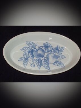 Brunelli Blue White Fruit oval dish casserole ITALY